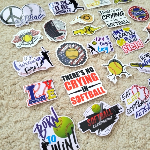 Colorful Softball Sticker Set - Picture 2 of 3